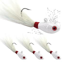 3pcs Bucktail Jigs Head Fishing Lure Hook 3D Eyes Bait Deer Hair Feather Hook Beard Jigging Lure Fishing