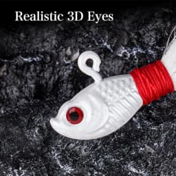 3pcs Bucktail Jigs Head Fishing Lure Hook 3D Eyes Bait Deer Hair Feather Hook Beard Jigging Lure Fishing
