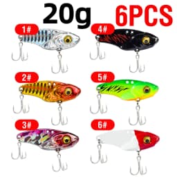 6PCS Metal VIB Lure 5g 7g 10g 15g 20g 3D Eyes Spoon Spinner Balancer Fishing Lure Sinking Jig Hard Bait Fishing Tackle