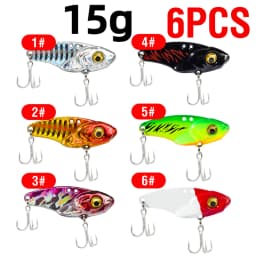 6PCS Metal VIB Lure 5g 7g 10g 15g 20g 3D Eyes Spoon Spinner Balancer Fishing Lure Sinking Jig Hard Bait Fishing Tackle