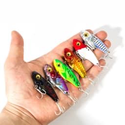 6PCS Metal VIB Lure 5g 7g 10g 15g 20g 3D Eyes Spoon Spinner Balancer Fishing Lure Sinking Jig Hard Bait Fishing Tackle