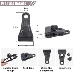 10PCS Outdoor Tent Clip Windproof Fixing Clips Camping Heavy-duty Tent Guy Line Hooks Tarpaulin Rope Fasteners for Tarps Awnings