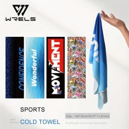 WRELS Ice Silk Towel Quick Dry Sweat-absorb Cold-feeling Swimming Microfiber Beach Towel Gym Fitness Running Yoga Sports Towel