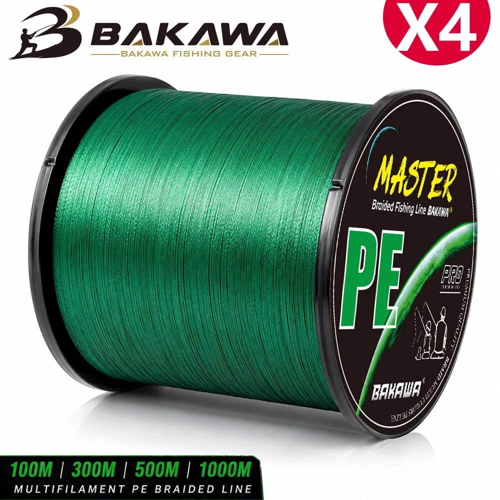 BAKAWA 4X Braided Fishing Line PE Fishing Wire 100M 300M 500M 1000M Abrasion Resistant Super Strong Multifilament Smooth Casting