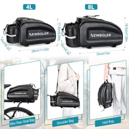 NEWBOLER Hard Shell Bicycle Trunk Bag Large Capacity Waterproof Bike Rear Seat Rack Bag Bike Shoulder Bag For MTB Cycling E-Bike