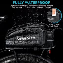 NEWBOLER Hard Shell Bicycle Trunk Bag Large Capacity Waterproof Bike Rear Seat Rack Bag Bike Shoulder Bag For MTB Cycling E-Bike