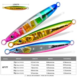 LHFSH Luminous Metal Jig Fishing Lures Hard Bait 20g-80g Slow Sinking Jigging Bait with Treble Hooks for Sea Bass Tuna Fishing