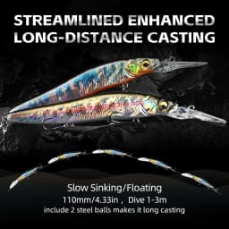 MEREDITH Minnow Wobbler Fishing Lures 110mm Artificial Hard Bait Slow Sinking Or Flaoting Depth 0-3m Bait Jerk Bass Pike Baits