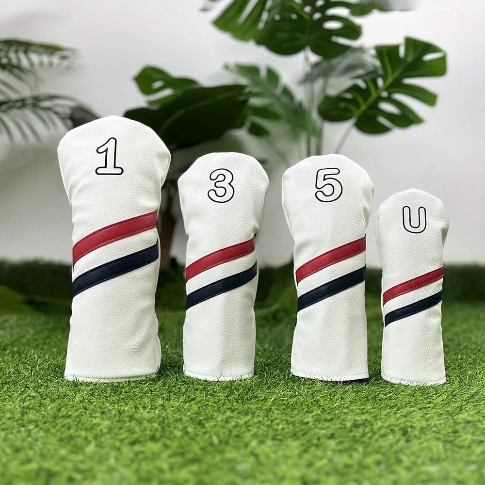 1/4pcs Golf Club Cover, Number Print Golf Club Cover, Waterproof PU Club Protective Cover