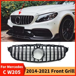 GT Style Front Grille Bumper Grill For Mercedes W205 Benz C C205 S205 C43 2014-2021 like C260 C250 C180 C200 C300 Sport Tuning