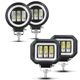 4inch 12V 24V 30W Round Square Led Work Light Angel Eyes Light Bar Spot Light Offroad Motorcycle Car Boat 4x4 Atv Led Work Light