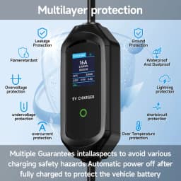 3.5KW Type2 IEC62196-2 Portable EV Charger 16A Type1 SAE J1772 EVSE Fast Charging Cable GB/T Wallbox WiFi APP Bluetooth Control