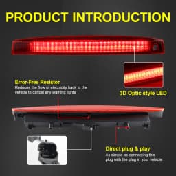 1X Third 3Rd Brake Light, LED Stop Lamp for Renault Megane MK II 2003-2008 Rear Tail Light, Red Shell OEM:8200175538