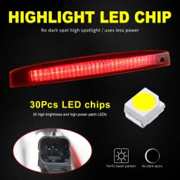 1X Third 3Rd Brake Light, LED Stop Lamp for Renault Megane MK II 2003-2008 Rear Tail Light, Red Shell OEM:8200175538