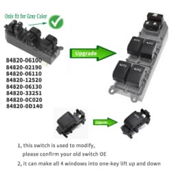 Driver Passenger Power Window Glass Lifter Switch Control with Auto Illuminated Button for Toyota RAV4 Corolla Yaris 2005 - 2015