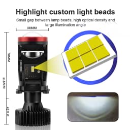 2pcs H4 LED Projector Mini Lens Auto H4 LED Headlight Bulbs Kit Conversion High Beam Low Beam 120W Turbo Fan Car Light Lamp