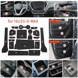 Smabee for ISUZU D-MAX 2021 - 2024 DMAX Anti-Slip Gate Slot Cup Mat Non-Slip Door Groove Pad Car Interior Accessories Coaster