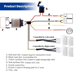 Car Seat Heater Kit Fit 2 Seats 12V Universal Carbon Fiber Heating Pads 2 Dial 5 Level Dual Control Switch System Winter Warmer