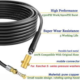High Pressure Sewer Drain Water Cleaning Hose Pipe Cleaner Kit with Adapter for Karcher K2-K7 Washers Nozzle Car Wash Hose