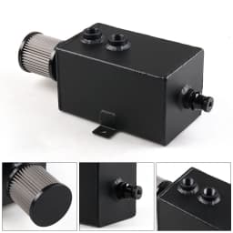 1L/2L Universal Car Aluminum Oil Catch Can Tank Baffled 10AN with Breather and Drain Tap Square Shape Reservoir Tank