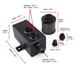 1L/2L Universal Car Aluminum Oil Catch Can Tank Baffled 10AN with Breather and Drain Tap Square Shape Reservoir Tank