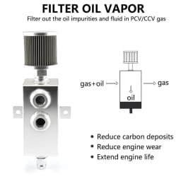 1L/2L Universal Car Aluminum Oil Catch Can Tank Baffled 10AN with Breather and Drain Tap Square Shape Reservoir Tank