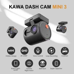 KAWA Dash Cam MINI 3 Voice Control Tiny 2K 1296P Colorful Night Vision 24H Parking Guard WIFI, G-sensor, Supercapacitor,Car DVR