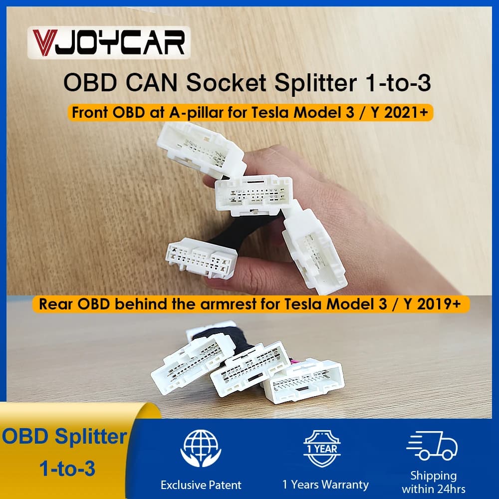 for Tesla OBD Splitter 1-to-3 OBD CAN Socket Plug 12PIN 20PIN 26PIN One-to-Three Plug Adapter Right Front Door A-pillar