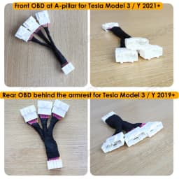 for Tesla OBD Splitter 1-to-3 OBD CAN Socket Plug 12PIN 20PIN 26PIN One-to-Three Plug Adapter Right Front Door A-pillar