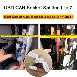 for Tesla OBD Splitter 1-to-3 OBD CAN Socket Plug 12PIN 20PIN 26PIN One-to-Three Plug Adapter Right Front Door A-pillar