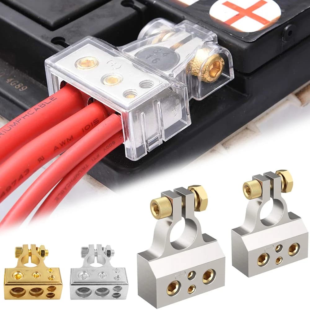 2Pcs 0/2/4/8/10 Gauge Positive Negative Car Battery Terminal Connectors Auto Car Marine Battery Terminal Connectors Shims
