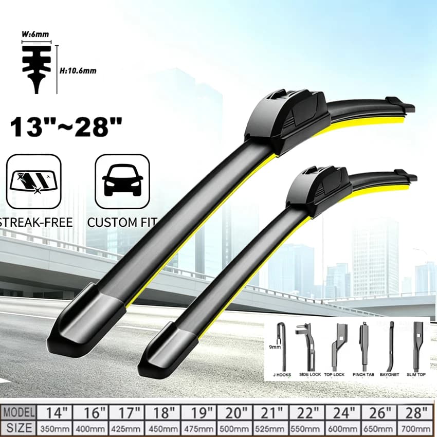 Car Wiper Blade Windshield Rubber Silicon Refill Front Window Soft Frameless Bracketless Brushes Wiper LHD RHD Accessories