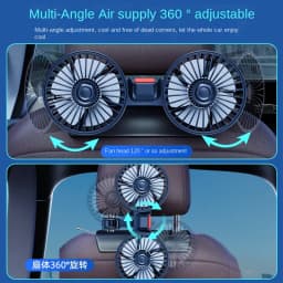Car Fan 3-speed Car Seat Back Cooling Fan USB Charge Dual Head Fan 360 Degree Rotation Neck Cooler for Summer Car Accessories