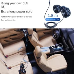Car Fan 3-speed Car Seat Back Cooling Fan USB Charge Dual Head Fan 360 Degree Rotation Neck Cooler for Summer Car Accessories