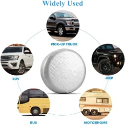 4 Packs Adjustable 19"-36" Silver Wheel Tire Covers for Sedan RV Camper Van SUV Wheel Oxford Waterproof UV Sun Protectors
