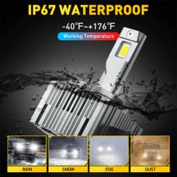 AUXITO 2Pcs D3S LED Headlights HID D1S D4S D2S Turbo LED Canbus Two Sided CSP Chip Plug Play Headlight Bulb 120W 30000LM 6000k