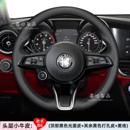 Hand-Stitched Genuine Leather Suede Car Steering Wheel Cover for Alfa Romeo Stelvio Giulia 2020-2022 Car Interior Accessories