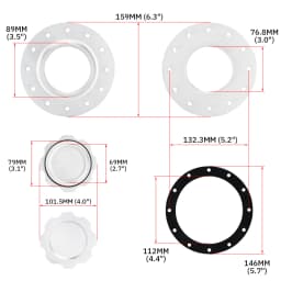PQY - Billet Aluminum Fuel Cell / Surge Tank Cap with 12 bolting holes with 3'' I.D.Opening For RI fuel cells PQY-SLFCC-01SL