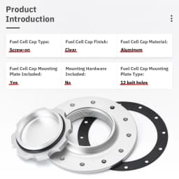 PQY - Billet Aluminum Fuel Cell / Surge Tank Cap with 12 bolting holes with 3'' I.D.Opening For RI fuel cells PQY-SLFCC-01SL