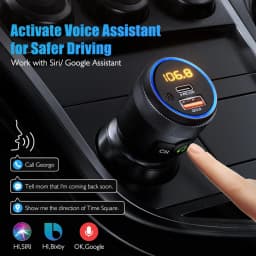 LENCENT FM Transmitter Car Bluetooth 5.1 Modulator WithType C PD 20W and QC3.0 18W Car Fast Charger MP3 Player Radio Car Kit