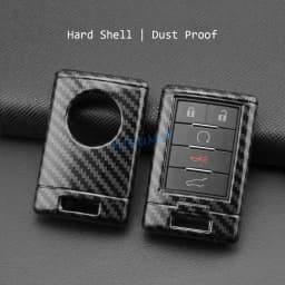 For 2008-2019 Cadillac DTS STS CTS SRX XTS ATS Escalade Chevrolet Corvette Carbon Fiber Car Key Fob Cover Case Chain Shell Ring