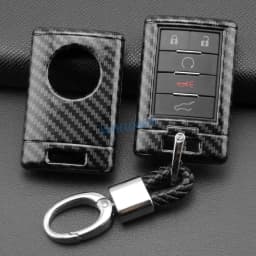 For 2008-2019 Cadillac DTS STS CTS SRX XTS ATS Escalade Chevrolet Corvette Carbon Fiber Car Key Fob Cover Case Chain Shell Ring