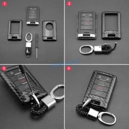For 2008-2019 Cadillac DTS STS CTS SRX XTS ATS Escalade Chevrolet Corvette Carbon Fiber Car Key Fob Cover Case Chain Shell Ring