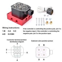 Red Universal Air Ride Suspension Manifold Valve 1/4 1/8"npt Fast Air Bag Control fbss (0-300psi)