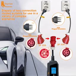 Feyree EV Charger CEE Female Socket 3 Pins Adapter to Brazil 20A 10A Plug WallMount Socket 32A 1Phase 7KW Portable Charger