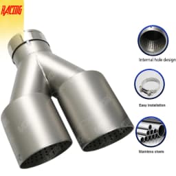 Double Outlet Exhaust Tips Frosted Stainless Steel Car Muffler System Universal Suitable 51mm 60mm 63mm for GTI MK7 Golf7 Nozzle