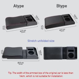 SEAMETAL Car Armrest Box Extender Elbow Support Universal Auto Arm Rest with USB Charging Ports Cup Holder Adjustable Length