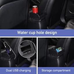 SEAMETAL Car Armrest Box Extender Elbow Support Universal Auto Arm Rest with USB Charging Ports Cup Holder Adjustable Length