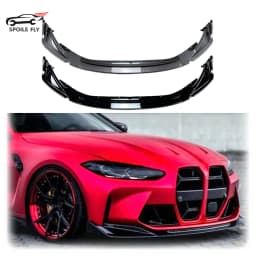 For BMW M3 G80 M4 G82 Front Bumper Spoiler Lip 2021 2022 2023 Carbon Fiber Look/Gloss Black Car Lower Splitter Lip Protector Kit
