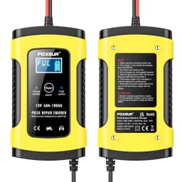 Foxsur Full Automatic Car Battery Charger 12V 5A Smart Fast Power Charging for AGM GEL Wet Dry Lead Acid Digital LCD Display